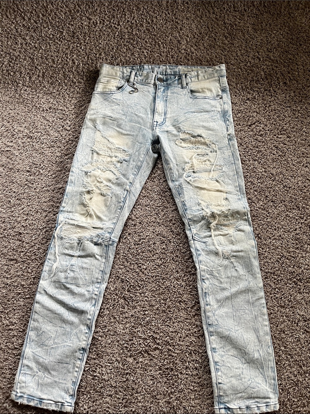 Men's Light Wash Distressed Skinny Jeans